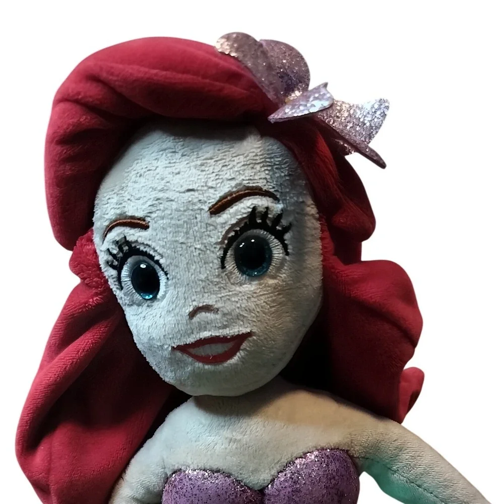Disney The Little Mermaid Ariel 18 in Plush Doll Mermaid Sequin Tail Sparkle Bow